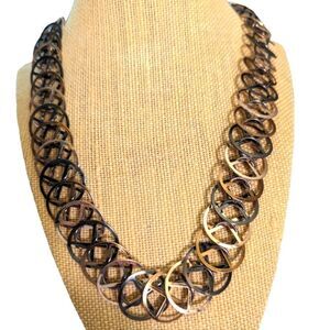 Vintage Tricolor metal circle bangle necklace‎